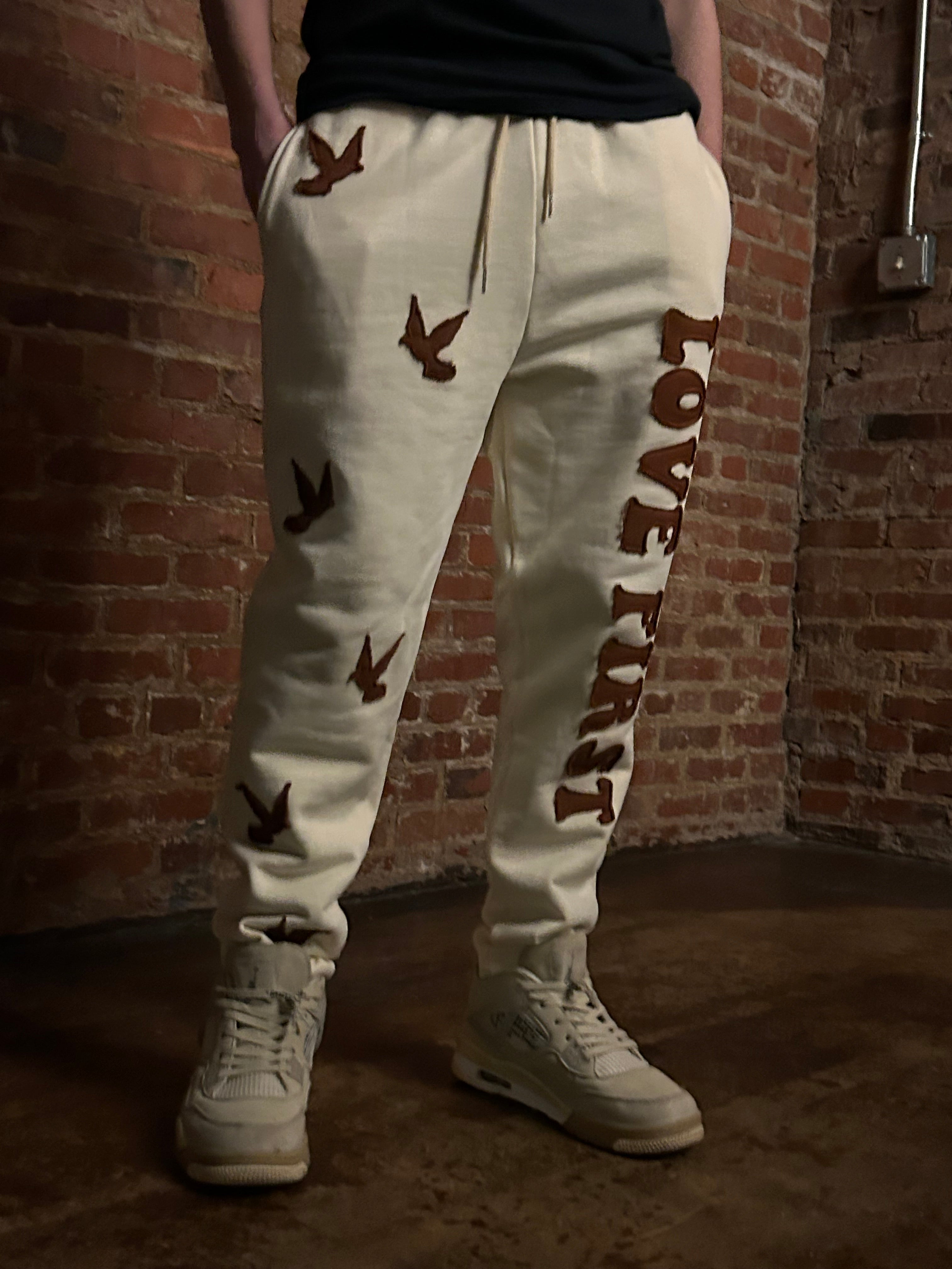 Love First Cream Sweatpants